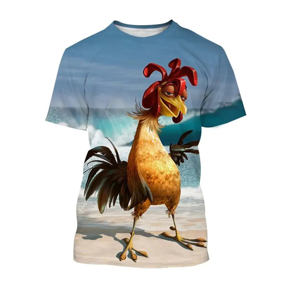 Summer Personality Funny Rooster Pattern 3D Print Men\'s T-shirt Short Sleeve Tops Y2k Fashion Men Women Hip Hop Streetwear Tees