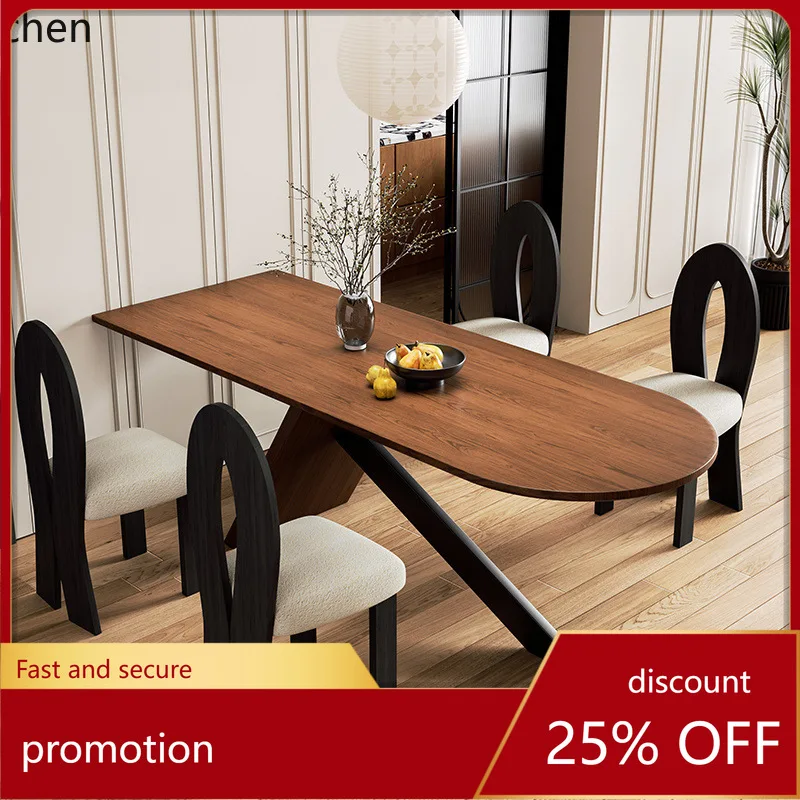 

HXL Retro Solid Wood Dining Table Semi-Circular Wall-Mounted Living Room Dining Table Creative Island Table