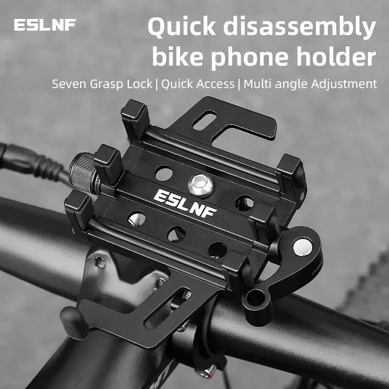 

ESLNF Bicycle Mobile Holder Quick Release Bike Mount 7 Claws Aluminum Alloy Stable Installation Cycling Phone Stand