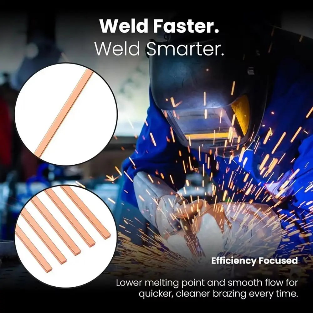 4Pcs 250mm Phosphor Copper Welding Rod Phosphor Bronze Self Fluxing Flat Copper Electrode No Solder Powder Copper Brass