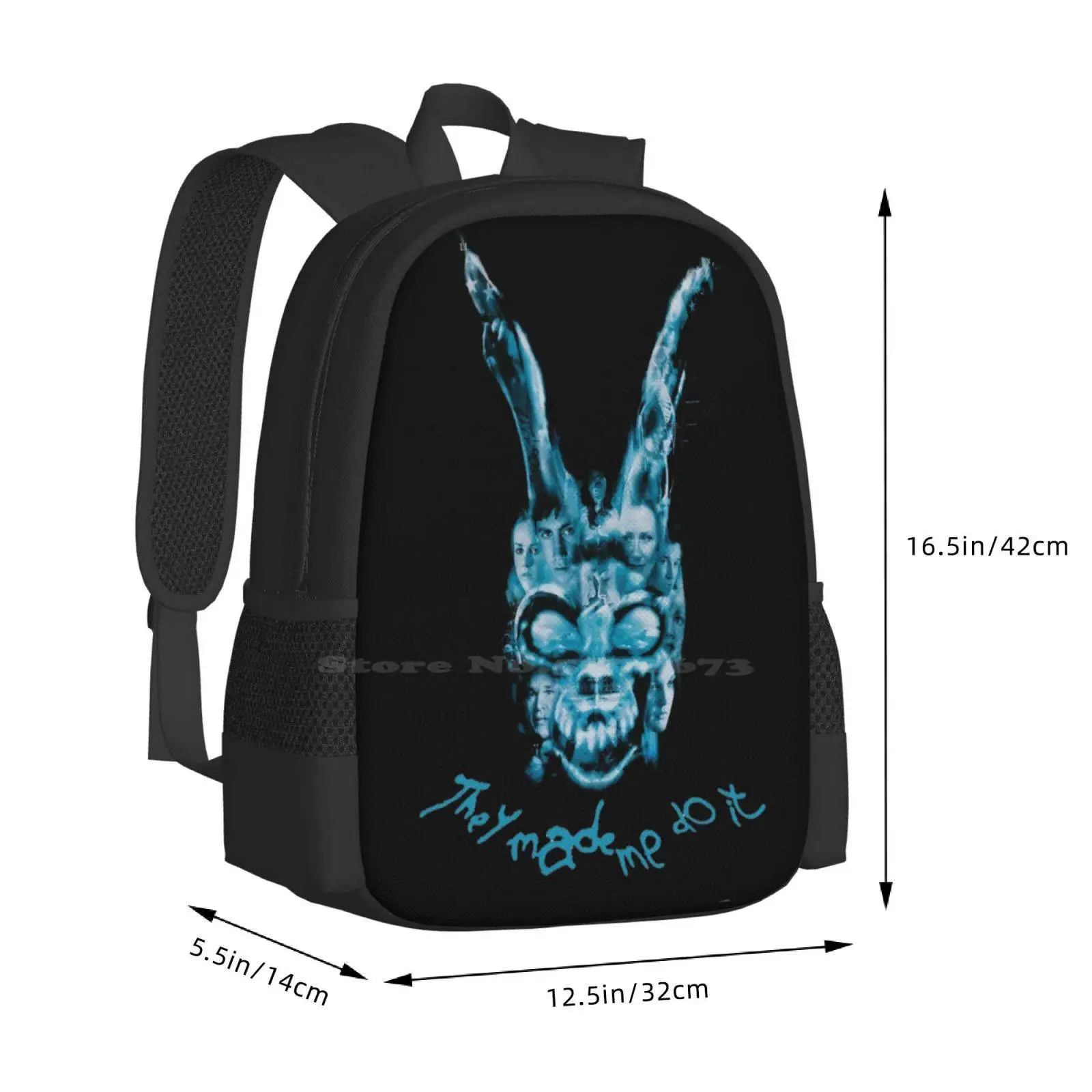 Darko-They Made Me Do It Pattern Design Bagpack School Bags Donnie Darko They Made Me Do It Mad World Frank Traveltime God