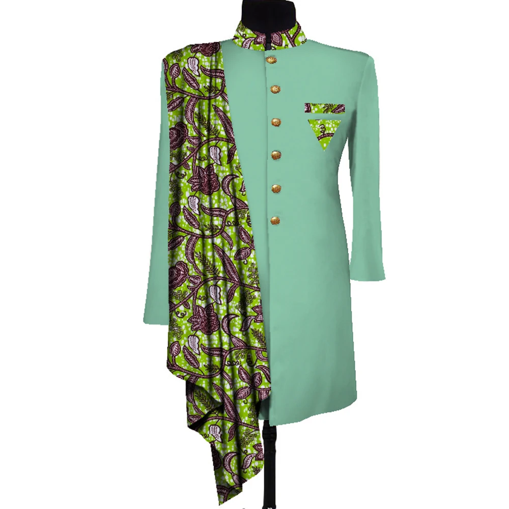Cappotto da uomo africano Manica lunga Abbigliamento da uomo Giacca da completo Dashiki Top Cappotto Stampa Patchwork Blazer Abito da sposa Camicia