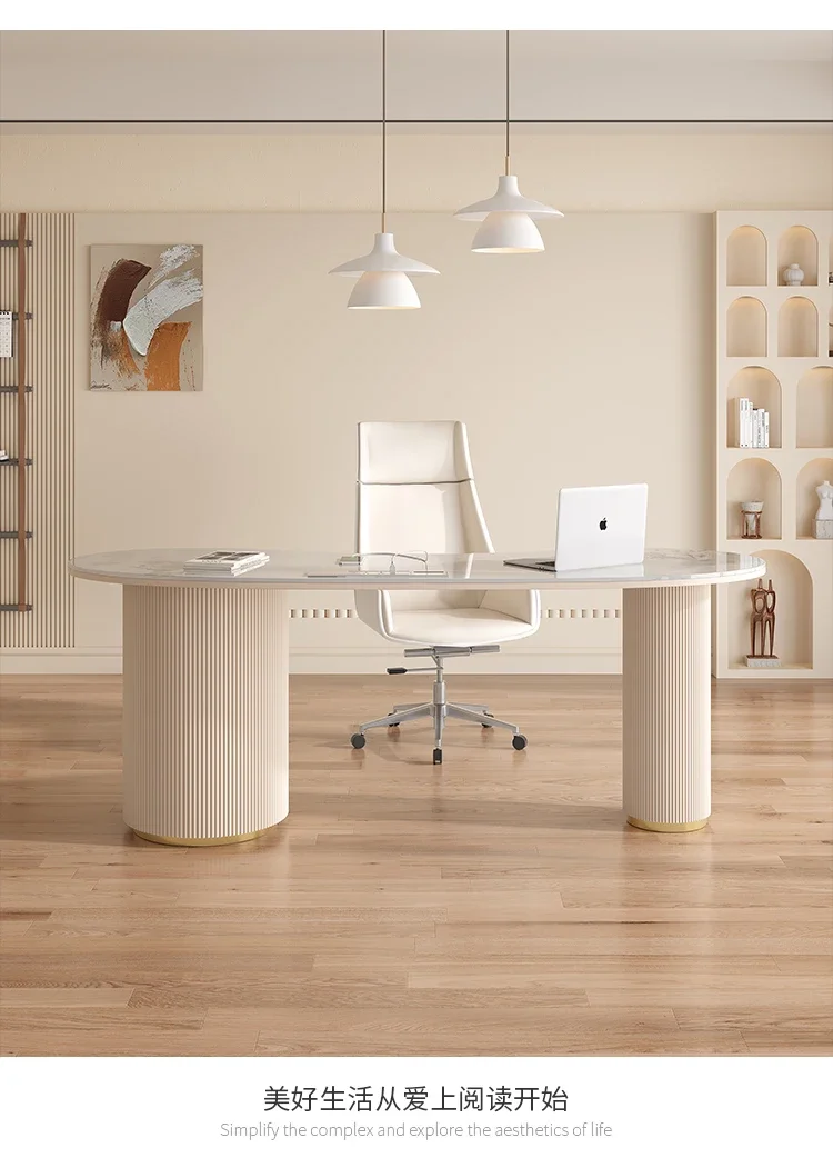 

Study Desk Light Luxury Home Stone Plate Office and Chair Combination Simple Modern Boss Computer