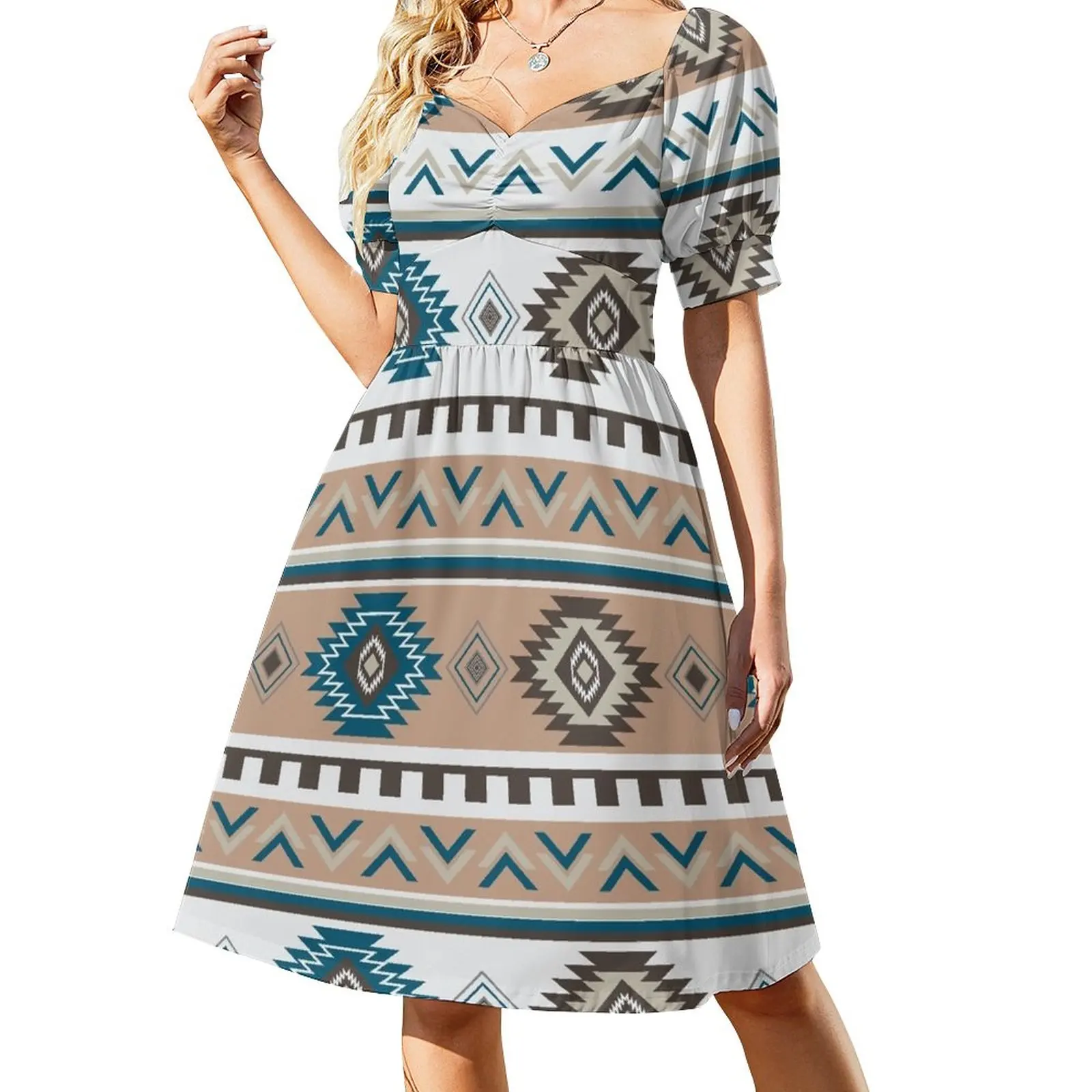 

Ethnic southwestern Short-Sleeved Dress ladies dresses for women 2025 Long dress woman