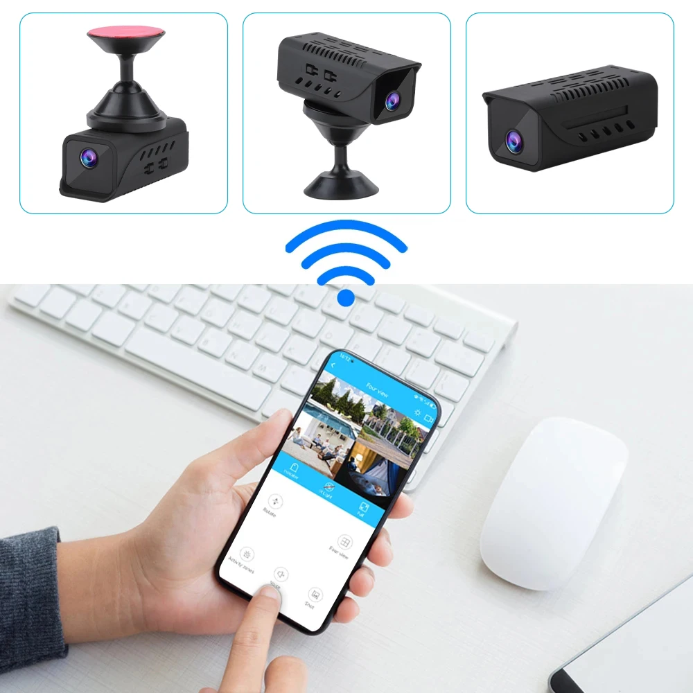 1080P HD Sports Mini Wifi Camera Night Vision Camera, Indoor Waterproof Wireless WiFi Remote View Human Detection Sleep standby