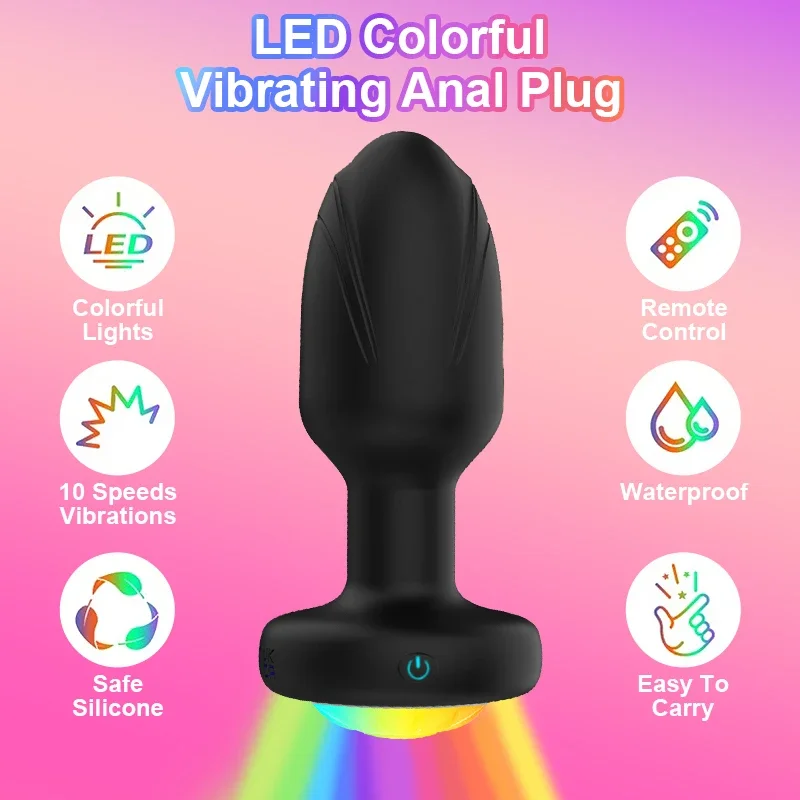 360° Rotation Vibrating Butt Plug for Men Wiggle Prostate Massager Remote Control Anal Vibrator with LED Sex Toy for Couples