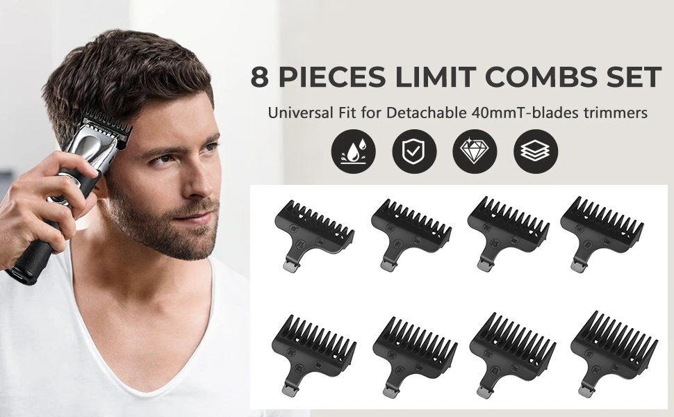 8-teiliges Set Barttrimmer-Führungskämme für Wahl 40mm Abnehmbare T-Blade Serie Haarschneidemaschinen Begrenzungskämme 9818/9864/9888/9898/9816 – Detail 9