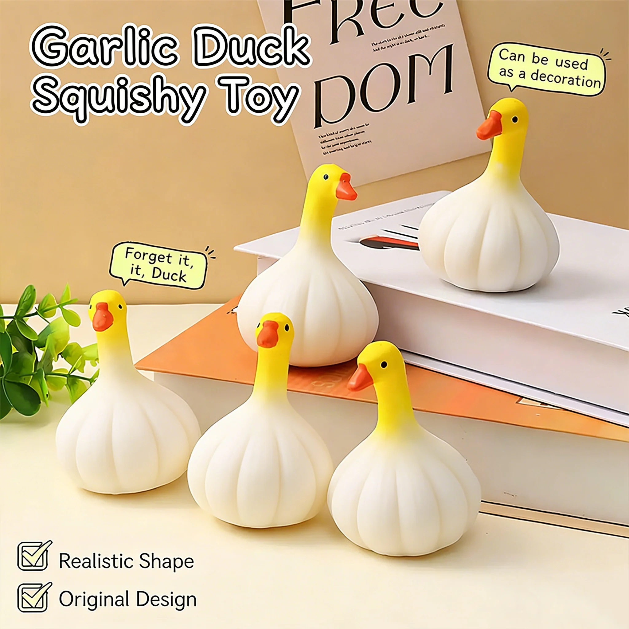 Buddha Style Garlic Duck Squishy Toy Soft Stress Relief Fidget Toy Emotion Release Decompression Toy