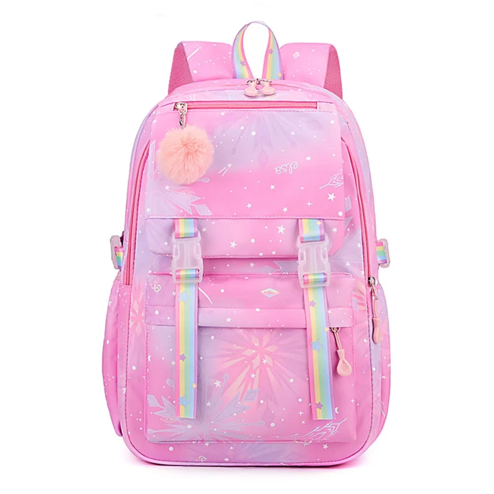 

Multicolor Nylon Backpack Lightweight Large Capacity Students School Bag Multiple Pockets with Pendant School Backpack Daily