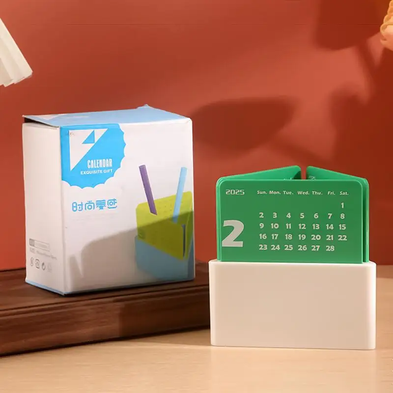 Desktop-Kalender 2025, Monatskalender mit Stifthalter, Organizer 2025, Schreibtischkalender, Stifthalter für Schreibtisch, Tischregal, Display