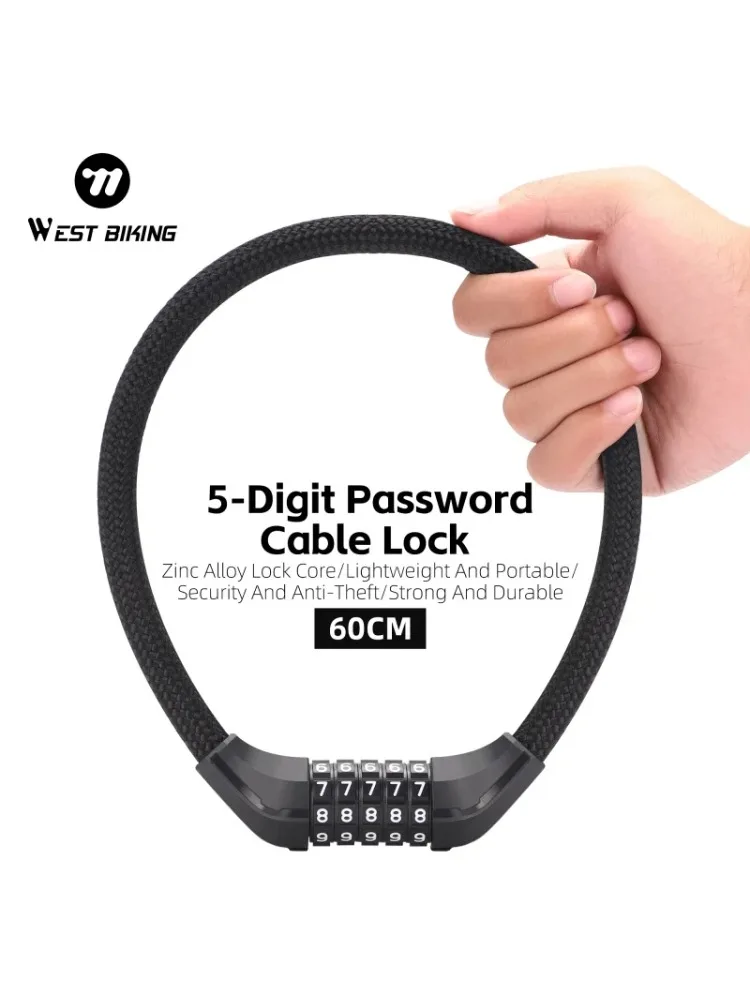 AliExpress West Biking WEST BIKING Multicolor Bicycle Cable Lock Portable Anti-Theft Wire Lock Kid Students 5-Digit Password MTB Road Bike Cycling Lock