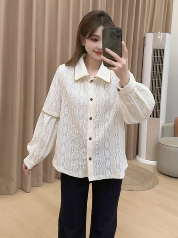 

plus Size Simple Style Long Sleeve Shirt Women's Fashion Versatile Top Korean Style Commute Scenarios Loose Fit Regular Length