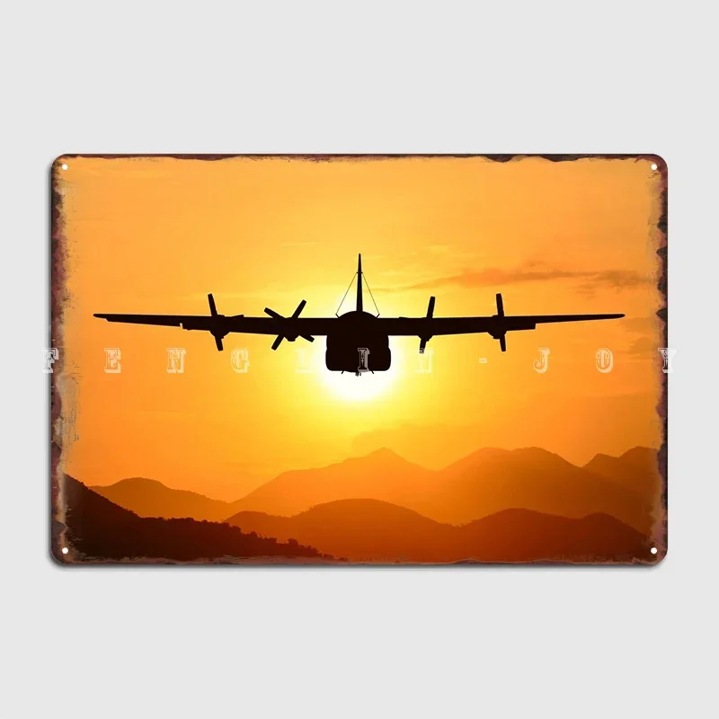 Military Transport Plane Poster Metal Plaque Wall Cave Party Retro Painting Décor Tin Sign Posters