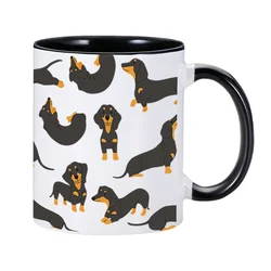 Cute Dachshund Print Coffee Mugs I Love Dachshunds Tea Cocoa Cup Customized Ceramic Cups Unique Gift for Pet Lovers Kids Friends