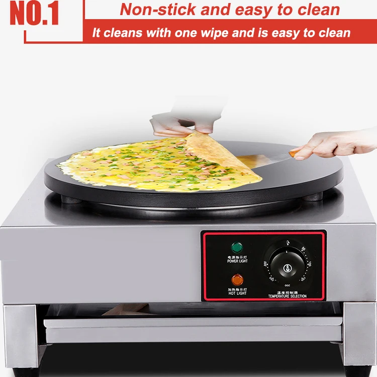 التجارية متعددة الاستخدامات عالية الجودة الكهربائية 40 سنتيمتر كريب صانع آلة وجبة خفيفة المعدات الفولاذ المقاوم للصدأ كريب فطيرة آلة