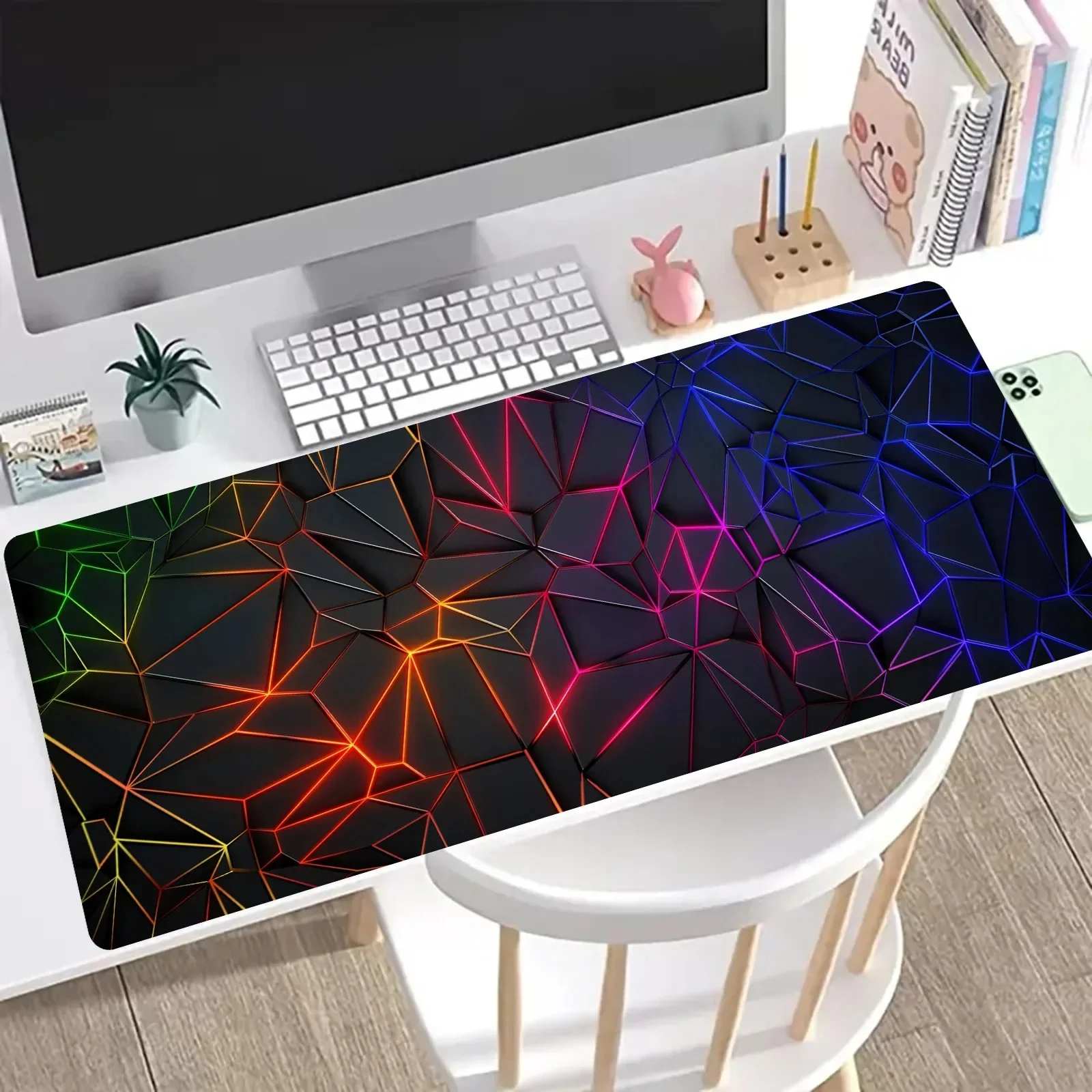 Geometric Fragment Mouse Pad Large Computer Office Game Table Mats XXL 40x90 Rubber Anti-slip Gaming Keyboard Mat Long Desk Pads