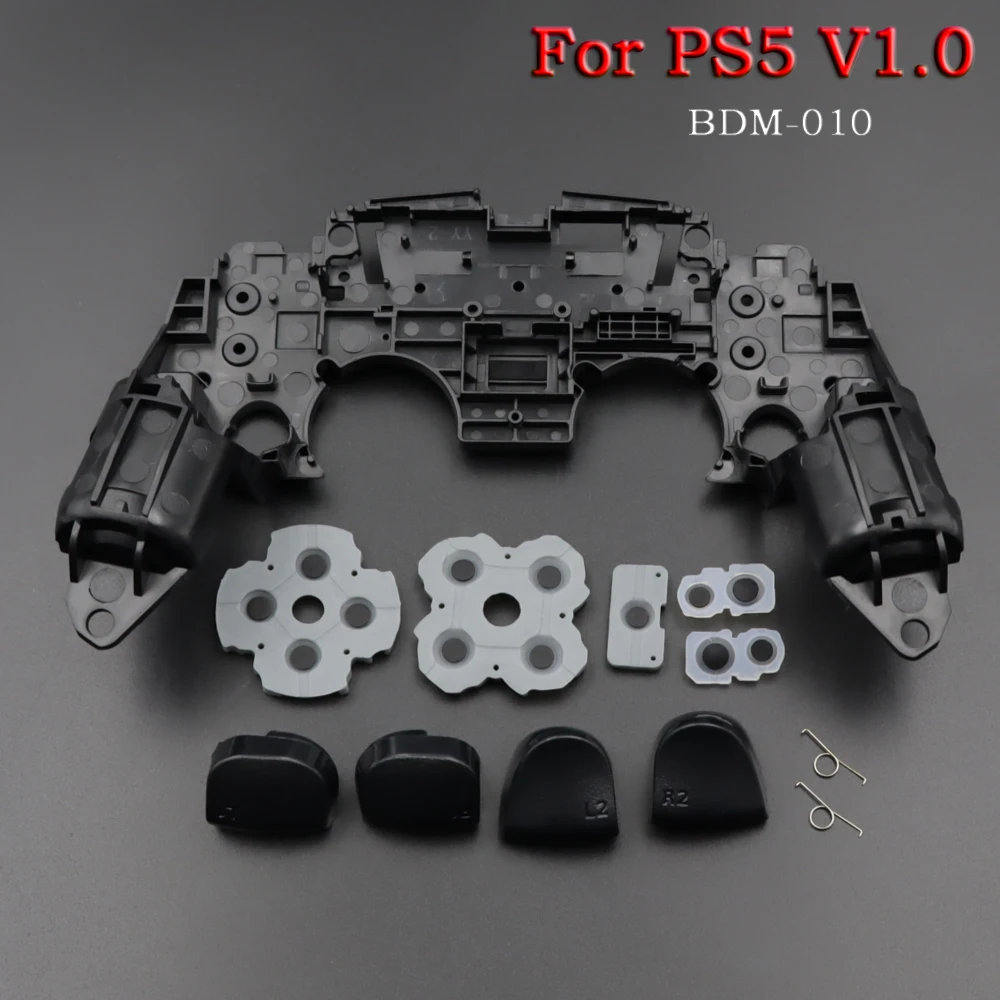 1Set For PS5 V1 V2 V3 BDM-010/020/030 Controller Gamepad Middle Frame Bracket+R2 L2 L1 R1 Trigger Button & Conductive Rubber Pad