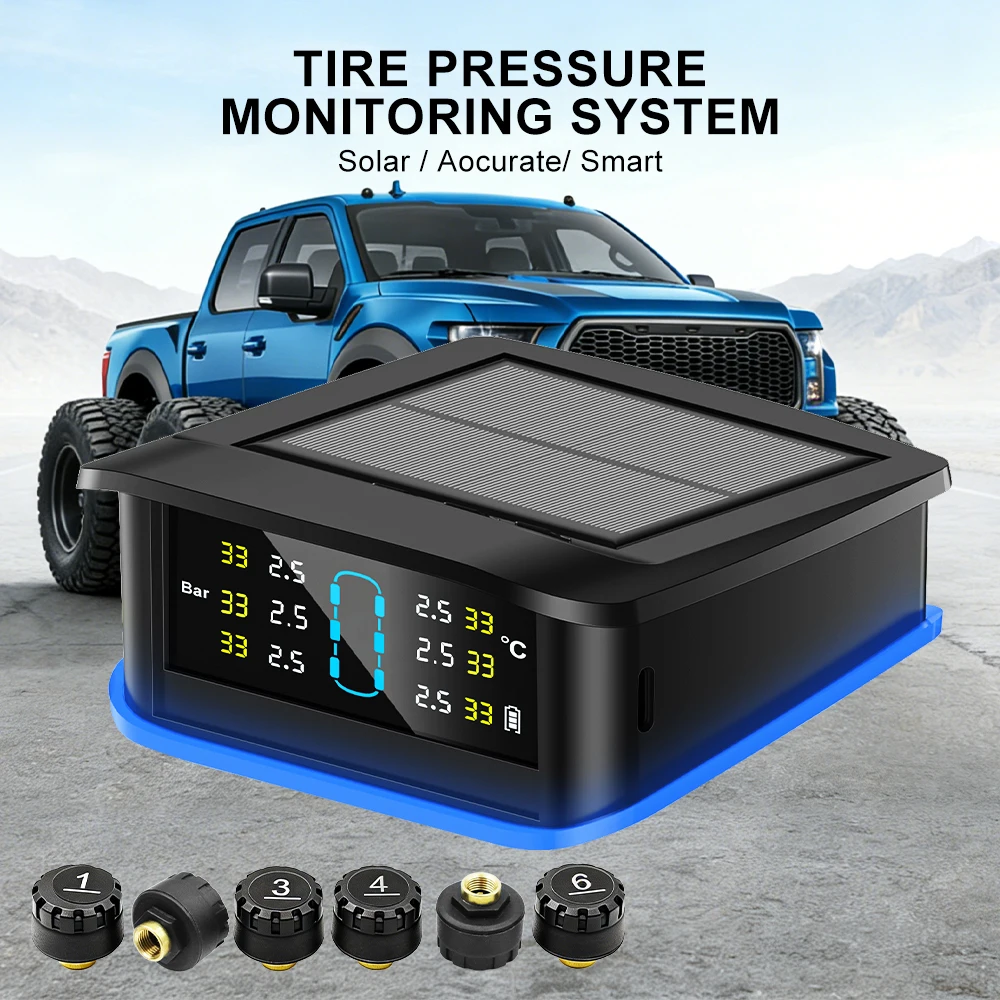 

Машина ​ Солнечная сигнализация давления в шинах TPMS, 6 внешних датчиков, охранная сигнализация для автофургона, грузовика, прицепа, фургона, автоаксессуары, система мониторинга
