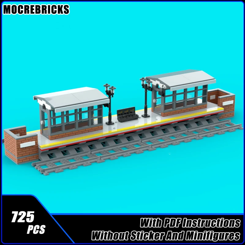 MOC City Transportion Area Long Island Railroad Train Station Modular Architecture Building Blocks Model Kid's Bricks Toys Sets