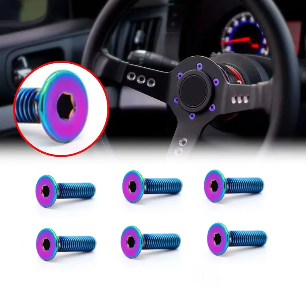 6Pcs Car Steering Wheel Bolts Screws + Wrench Tool Set For Momo Nardi Personal NRG Works Bell Steering Hub Boss Kit view 5