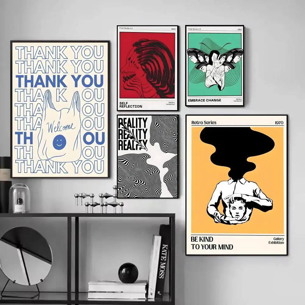 抽象的なフリーマインドツイステッドリアリティポスターHD防水PVCウォールアート - 美的で厚みのある、自宅、ホテル、寝室用