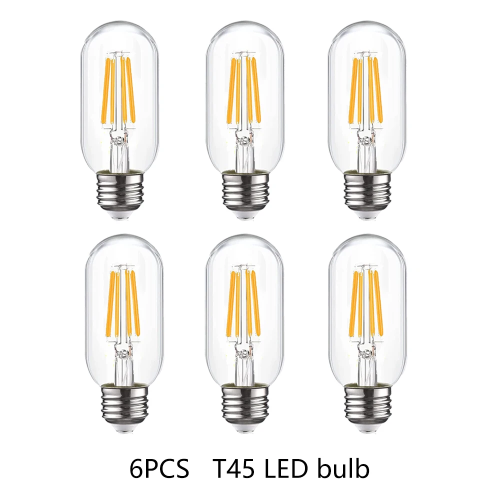 

6pcs T45 LED Bulbs E27 Edison Retro Style 220V Warm White & Warm Light Lamp for Home Decor Lighting