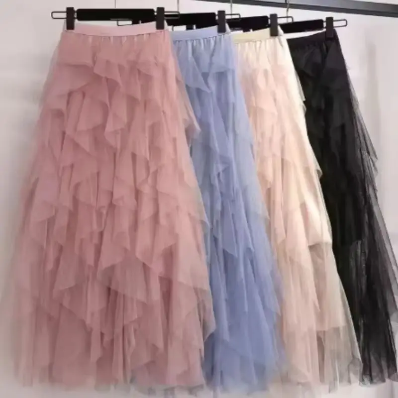 Летний новый продукт в европейском и американском стиле, женская одежда, дизайн, многослойное украшение, юбка-миди со средней талией