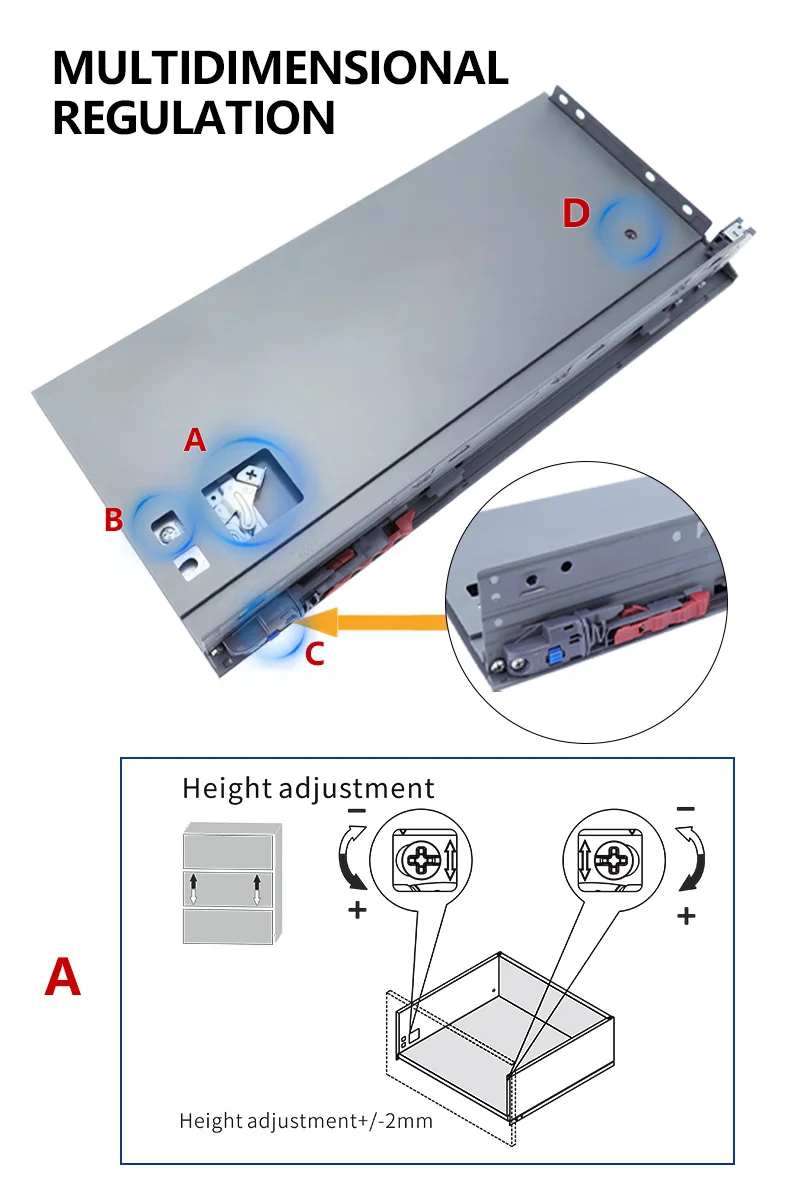 Hot Sale Soft Close Drawer Slide Rail 45mm Width For Kitchen Dining Outdoor Bedroom Furniture Cabinet Accessory