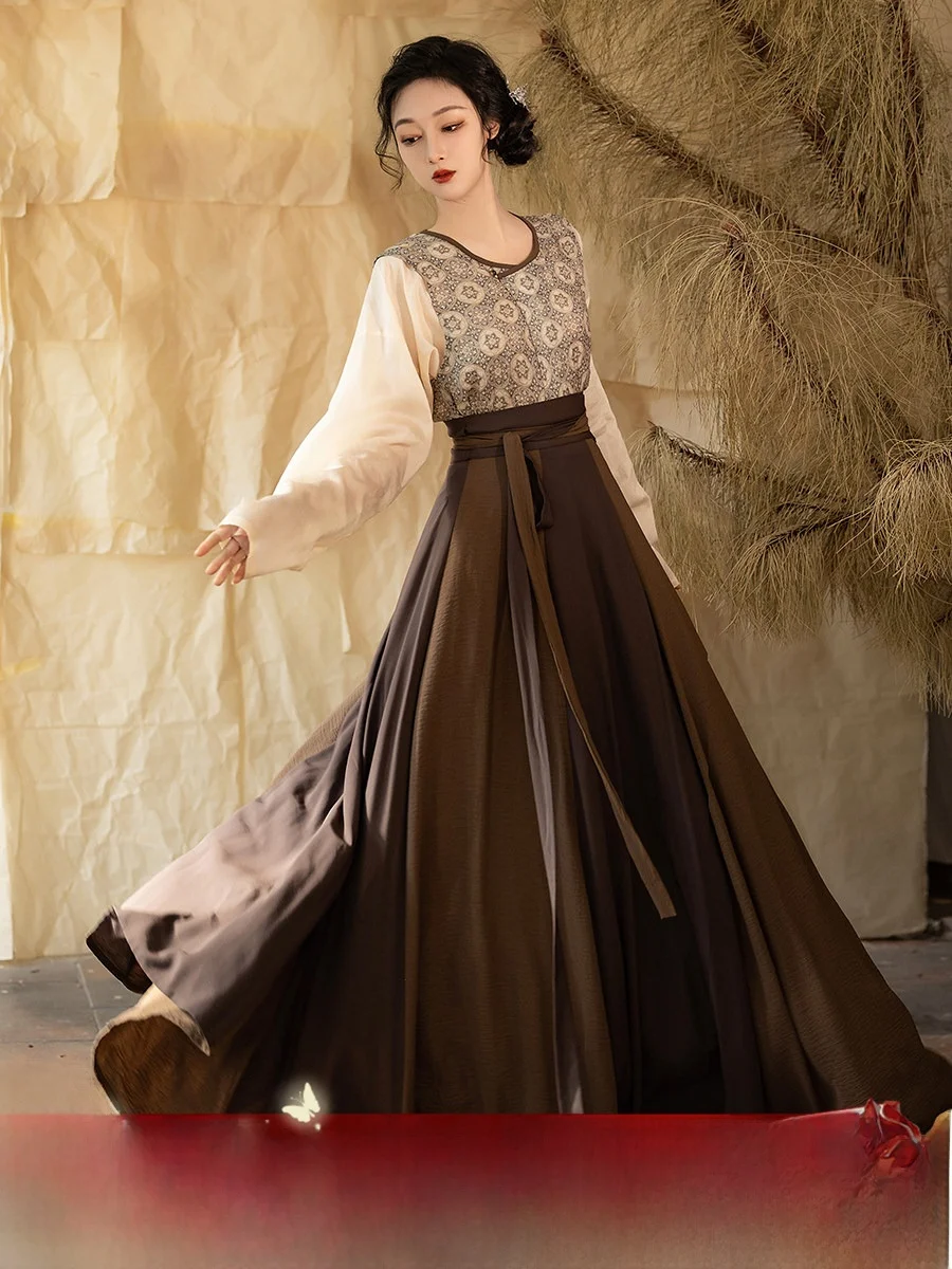 

Original Tang Dynas Sle Six-Metre Skirt Commute round Ne Women's Hanfu Skirt Light Daily Wear Eco-Friendly Fabric