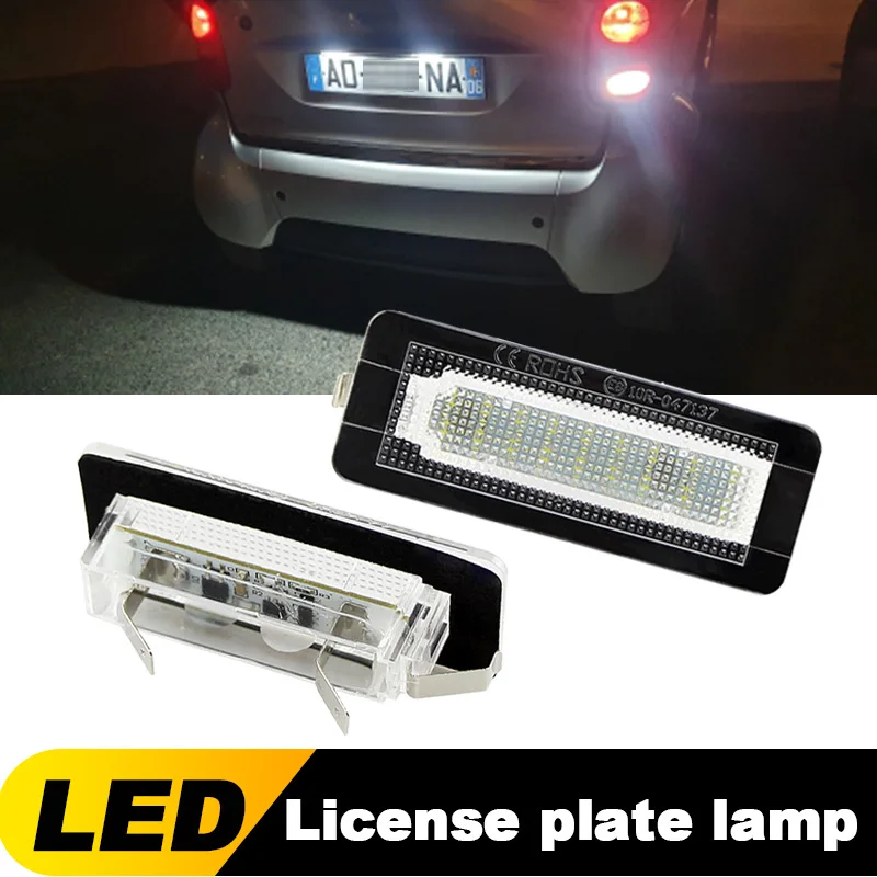 2PCS 18 SMD CANBUS White LED License Number Plate Light For Benz Smart Fortwo 451 Coupe 2007-15 OEM:A4518200256,A4518200156