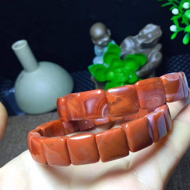 Red Agate Bracelet Manual Persimmon Red Flame Red Liang Shan of Sichuan Province Nine Mouth Material Simple for Gi