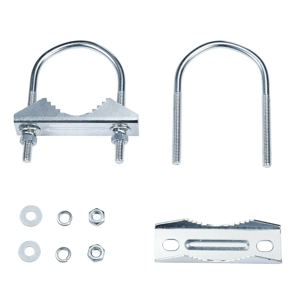 Fissaggio di bulloni a U industriali in metallo (ferro) tono argento Codice clip per antenna da 2 pezzi per albero/tubo/tubi/polo resistente