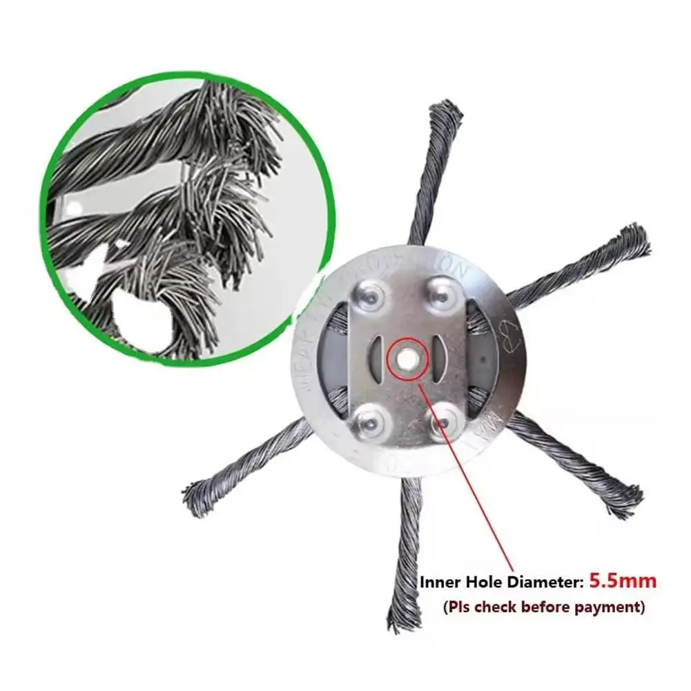 Universal Weed Brush Cutter Head Grass Trimmer Heads Rotary Wheel Brush Disc Wire Wheel Brush Disc Lawn Mower Garden Tools