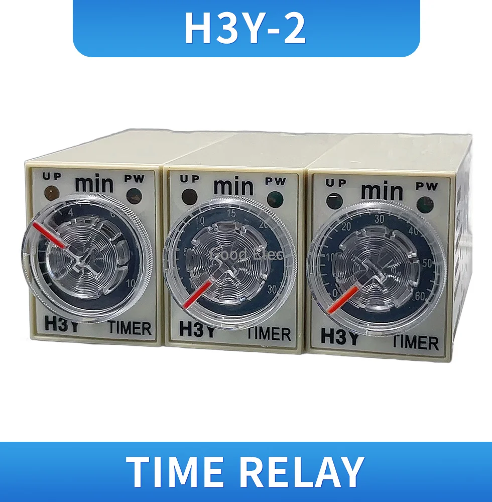 1set H3Y-2 DC 12V 24V /AC 110V 220V Delay Timer Time Relay 1M - 60 Min with Base 5A