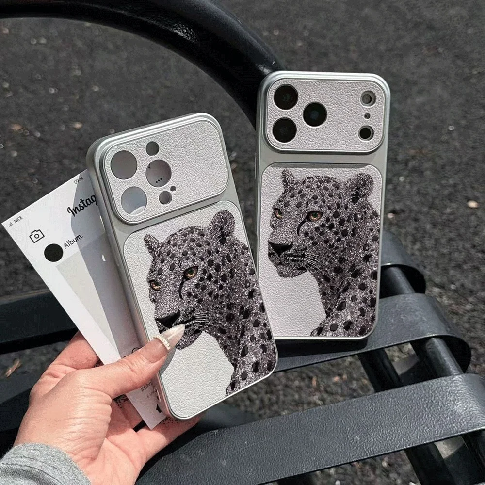 Chic Statement Leopard Head Phone Case For iPhone 17 16 15 14 13 12 Pro Max 16 15 Plus 17E Air Leather Shockproof Soft Cover - view 6