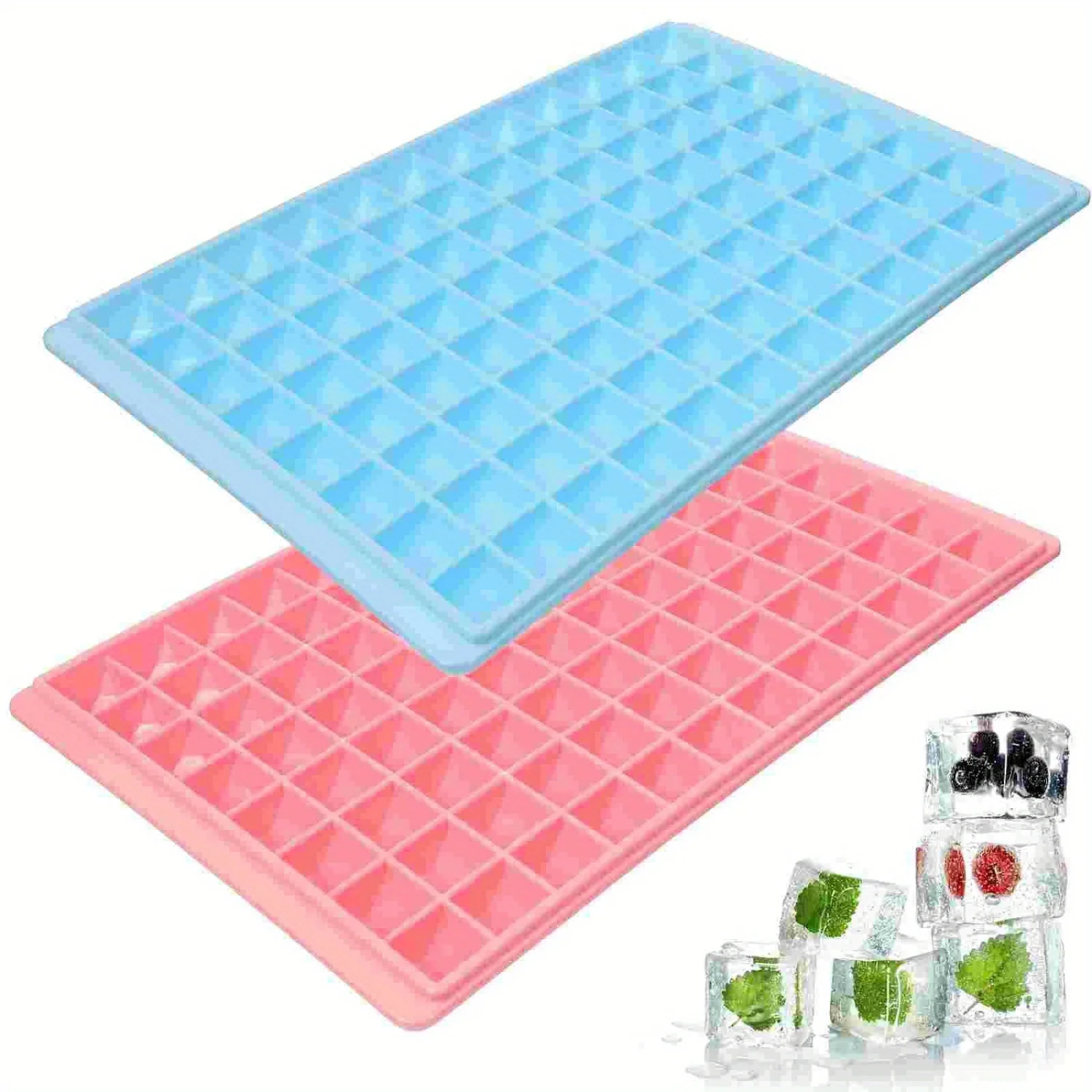 2pcs 96 Cavities  Shape Ice Cube Trays Plastic Ice Box Easy-release Ice Making Mold  Accessories (Random Color)