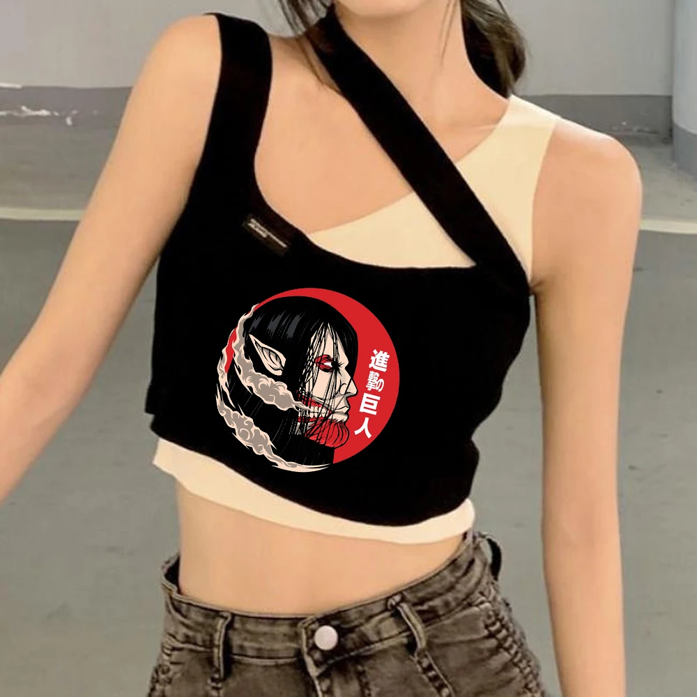 Attack on Titan cropped top female gyaru vintage grunge top tees jojifuku gothic vintage kawaii cute