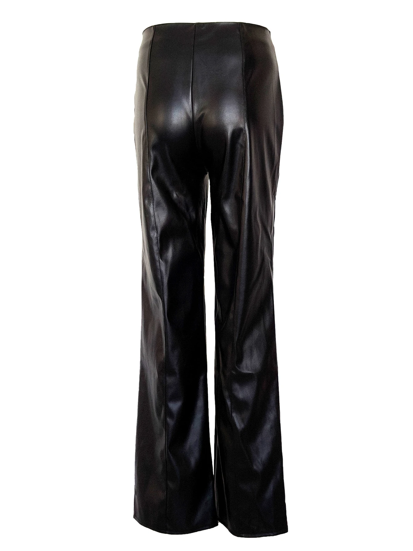 Sexy black PU leather pants women straight leg pants trousers woman clothing high waist casual baggy wide leg pants streetwear