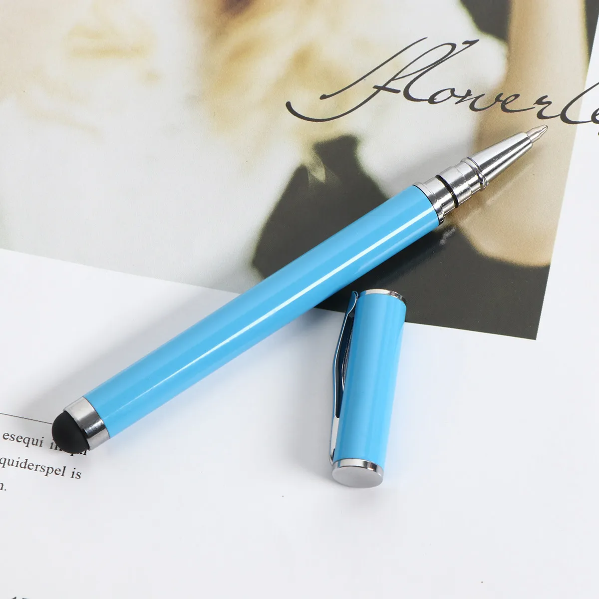 Capacitive Pen with Premium Metal Tip Touch Screen Stylus for Smartphones Tablets Writing Drawing Tool Smooth Finish Sky Blue