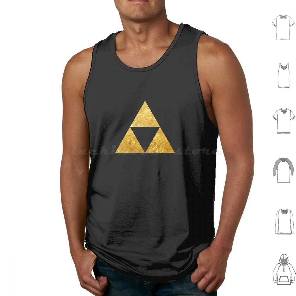 Gold Triforce Symbol Tank Tops Print Cotton Legend Of Link Triforce Symbol Game Gamer Gaming Geek Gold Golden Shiny