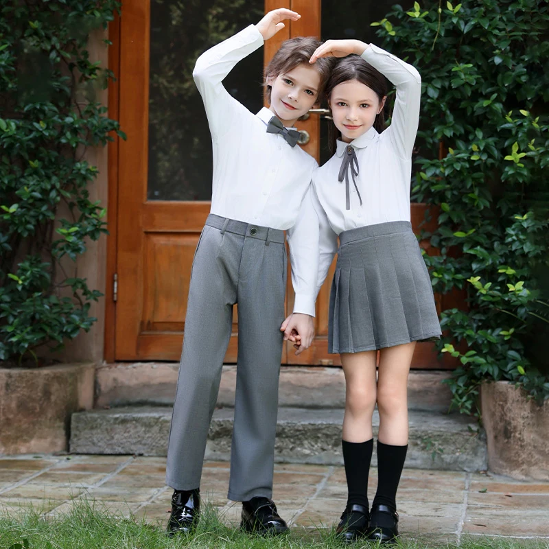 Korean Children Formal Clothing Set Boys Girls School Uniform Suit from 4 to 16 Years Kids Wedding Party Shirt Pants Skirt Suit