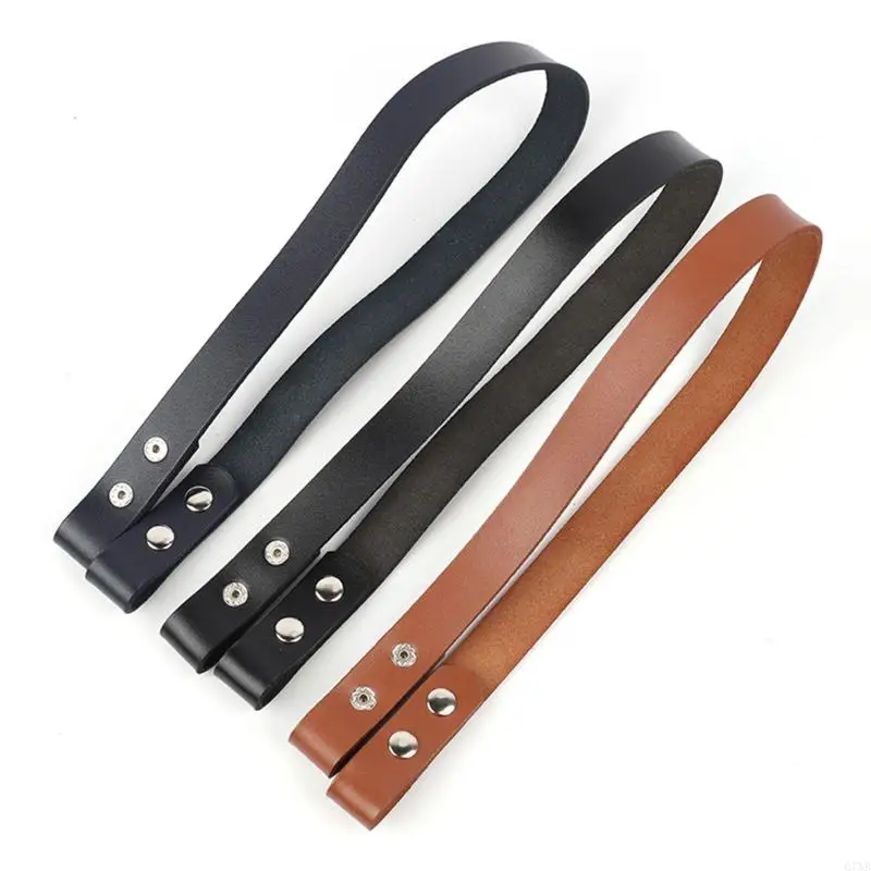 

G7NB PU Leather Purse Handle Replacement Strap with Button for Handbag Handles DIY Craft Making Bag