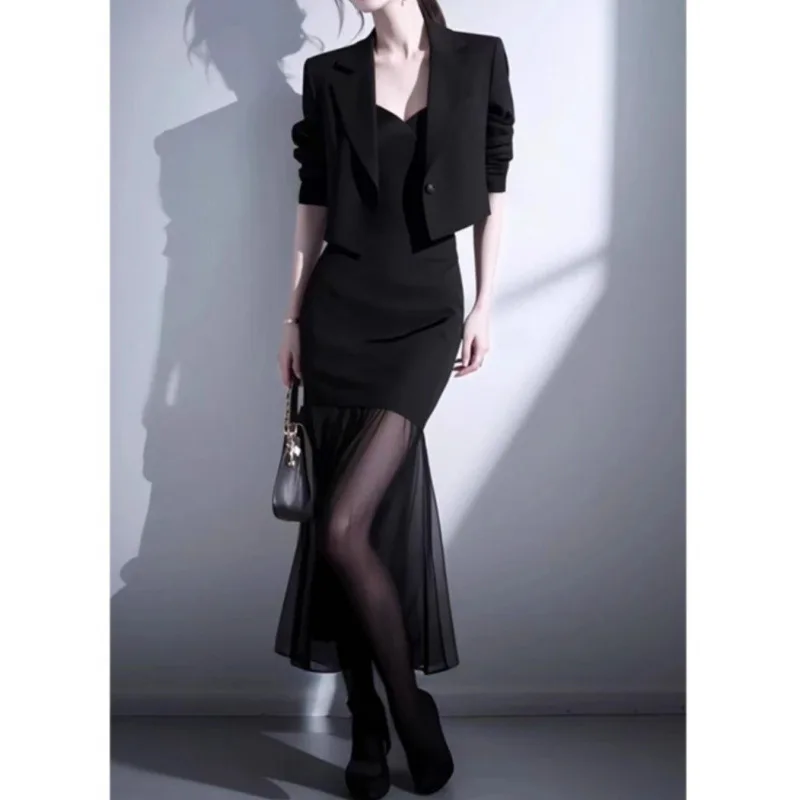 

2025 spring and autumn new good-looking temperament blazer suspender dress celebrity fashion suit women