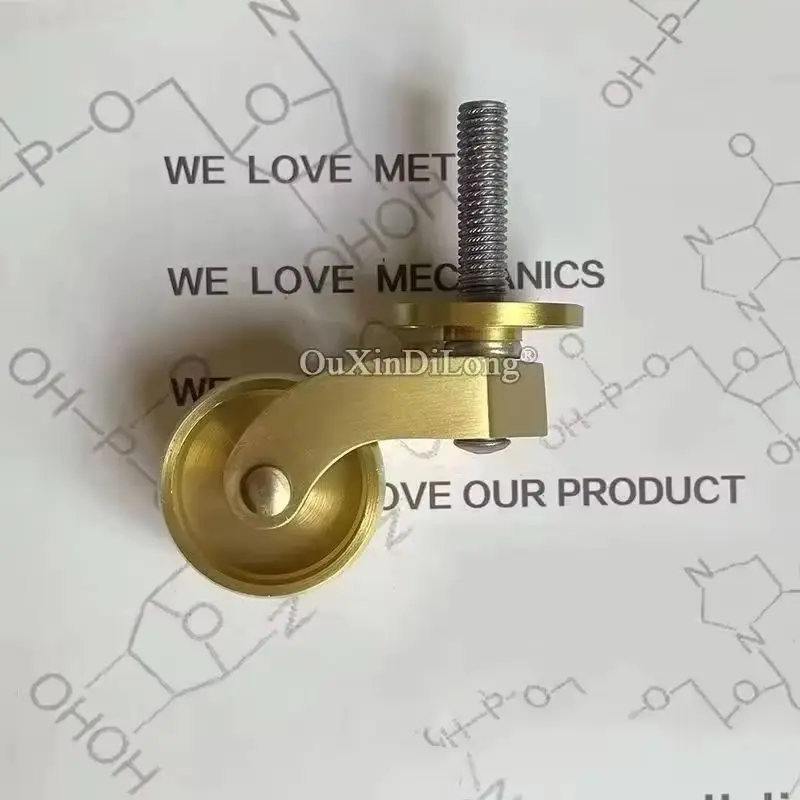 4PCS 1.25'' Solid Brass Wheels Tea Table Chair Sofa Couch Cabinet Leg Feet Casters 360° Swivel Smoothly Moving Furniture Rollers