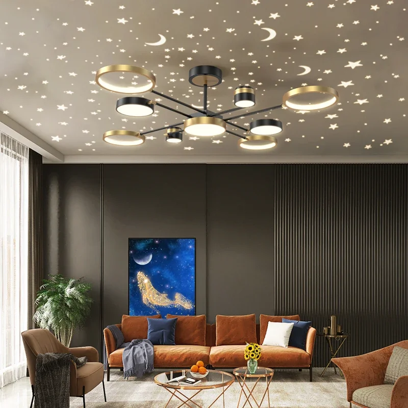 Star Projection Ceiling lamps Modern LED Gypsophila Lighting Living Room Bedroom Indoor Ceiling Light Home Decor Lustre Fixtures