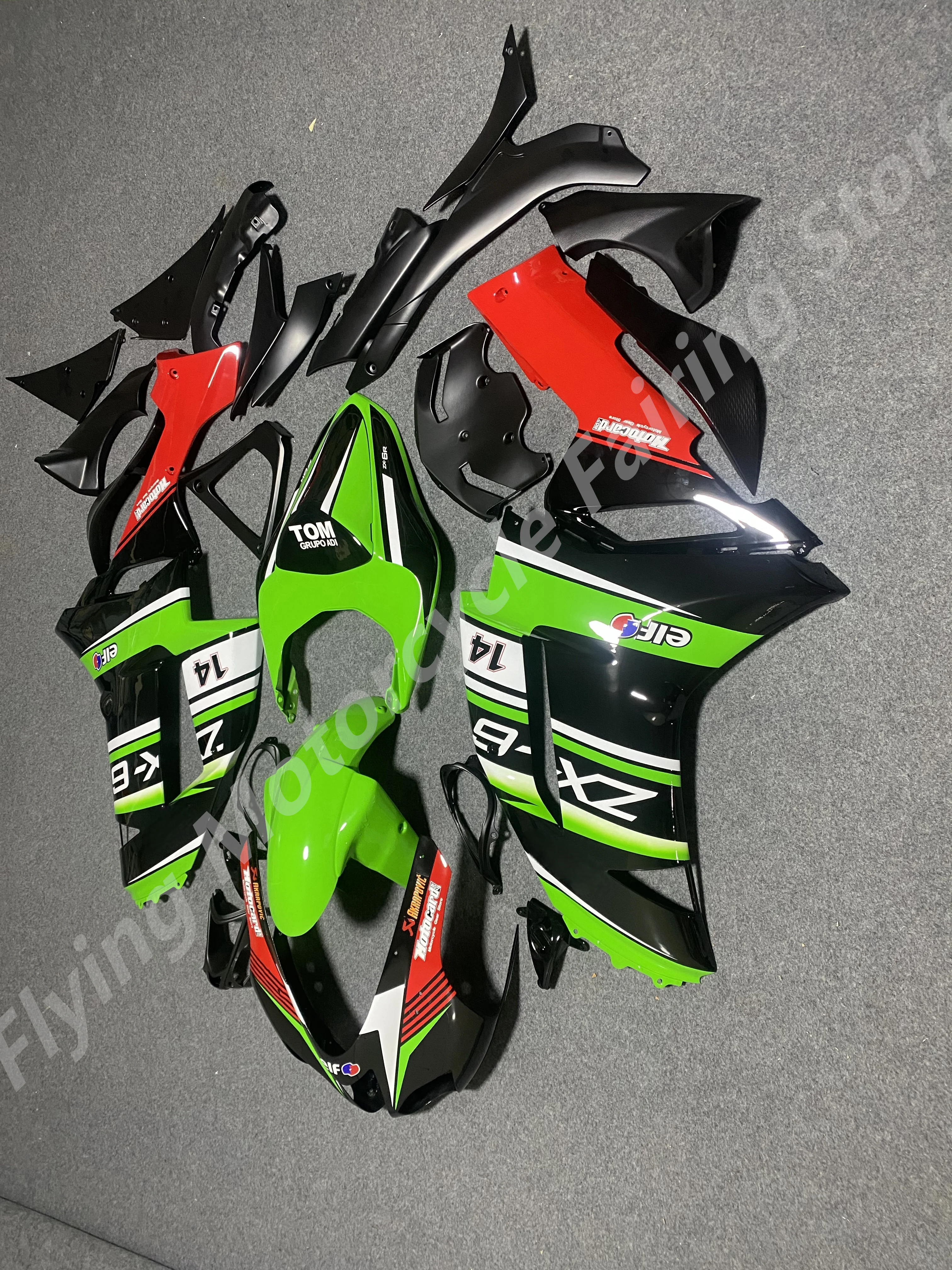 Motorcycle Full Body Fairing kits Suitable For Kawasaki ZX6R 2007 2008 Bright Green red black  fairings ZX6R 07 08