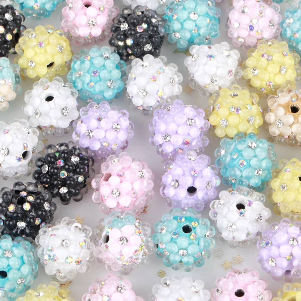 20mm 1/3/5pcs 3D Flower Ball Rhinestone Focal Acrylic Spacer Beads For Jewelry Making DIY Necklace Bracelet Earrings Keychain