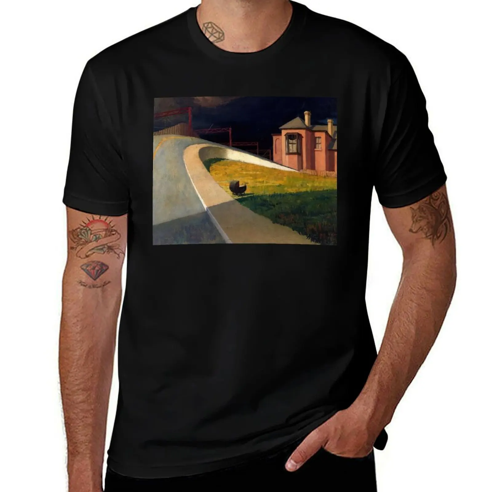 

Precisionism-Jeffrey Smart T-Shirt рубашка Croswit мужские забавные костюмы дизайнерские рубашки мужская футболка