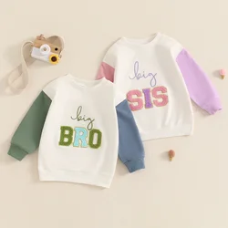 Kids Sweatshirt Spring Autumn Long Sleeve Crew Neck Embroidery Letters Hoodie Pullover Clothes for Boys Girls