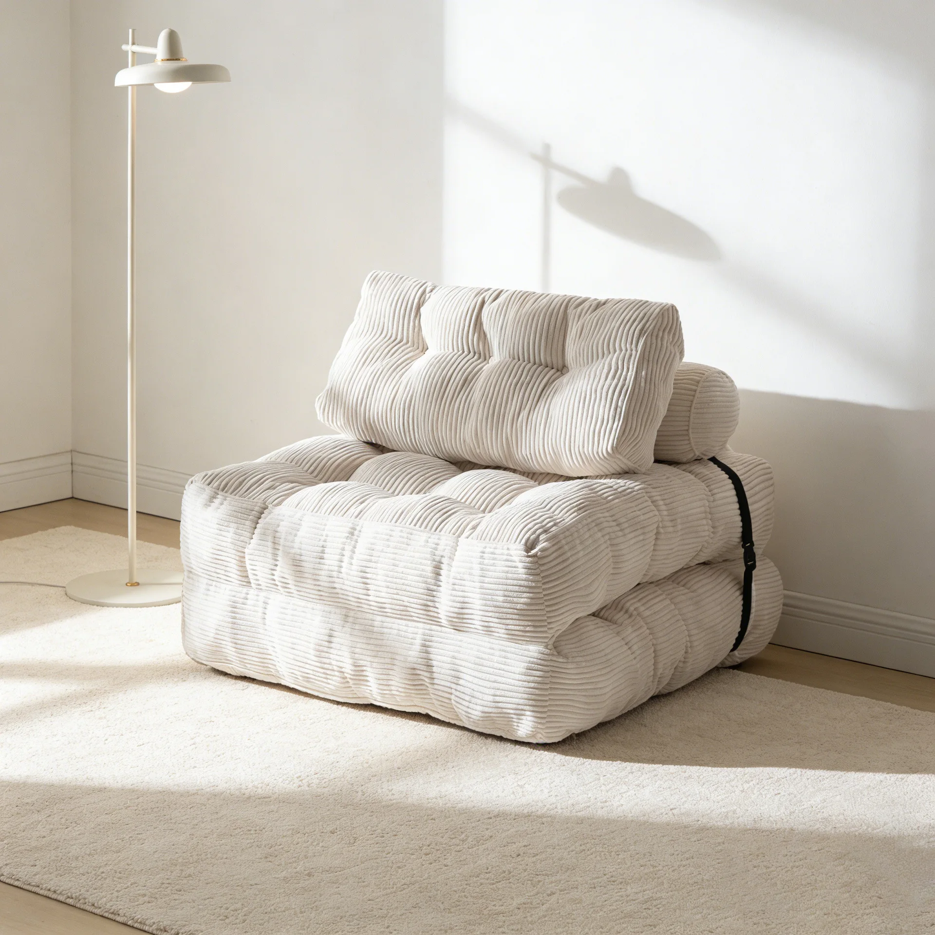 Compressed Single Person Fabric Foldable Sofa Bed, Minimalist Modern Lazy Sofa for Living Room, Multi Functional Double Layer
